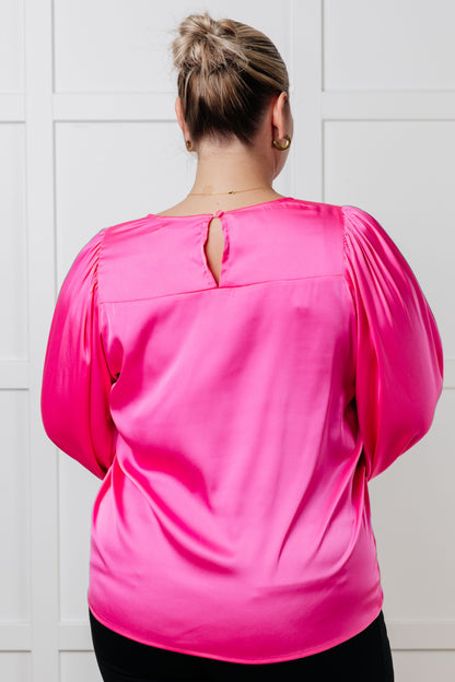 Not Exaggerating Satin Puff Sleeve Blouse - Southern Divas Boutique