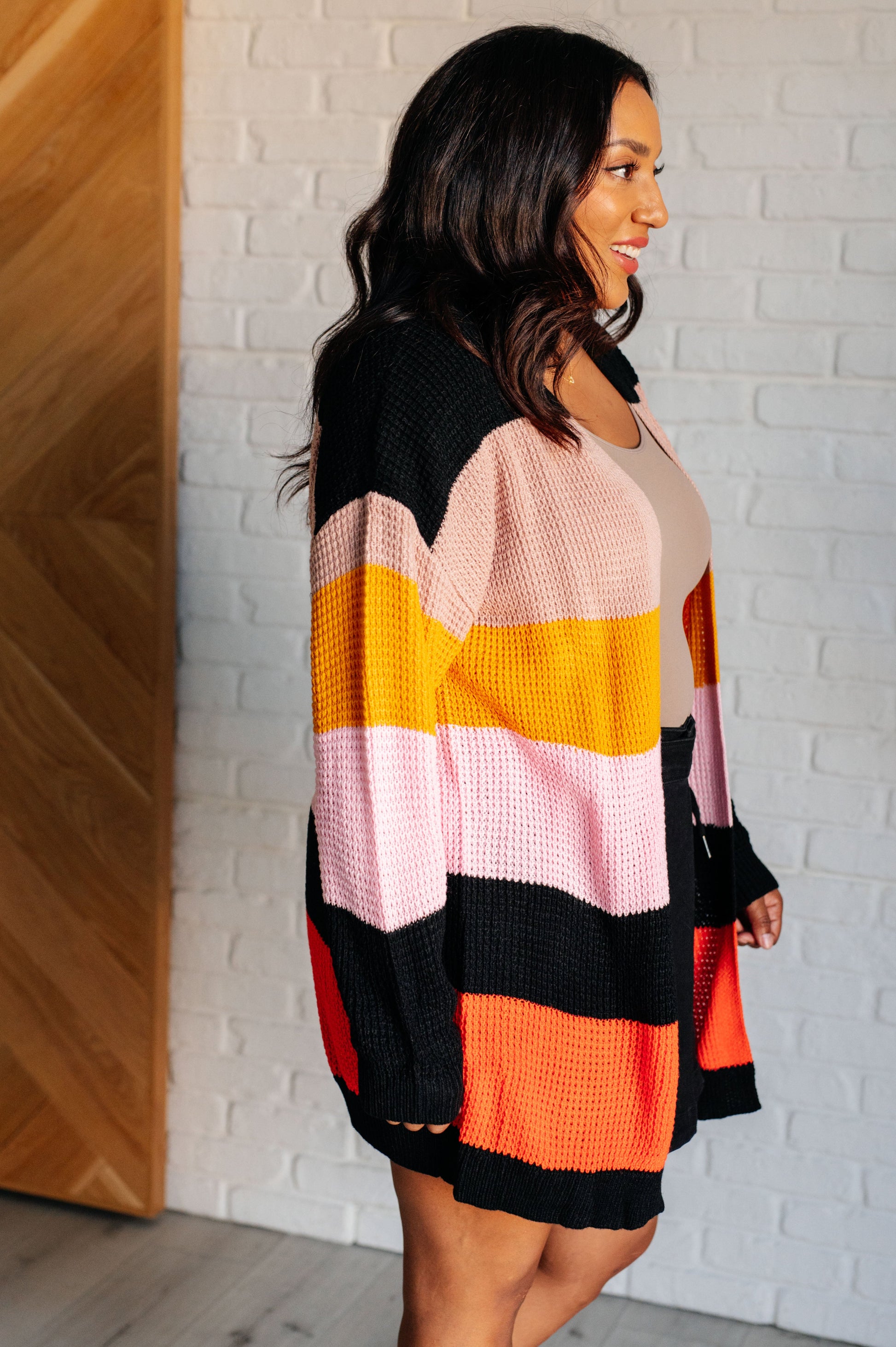 Not Quite Sure Striped Open Front Cardigan - Southern Divas Boutique