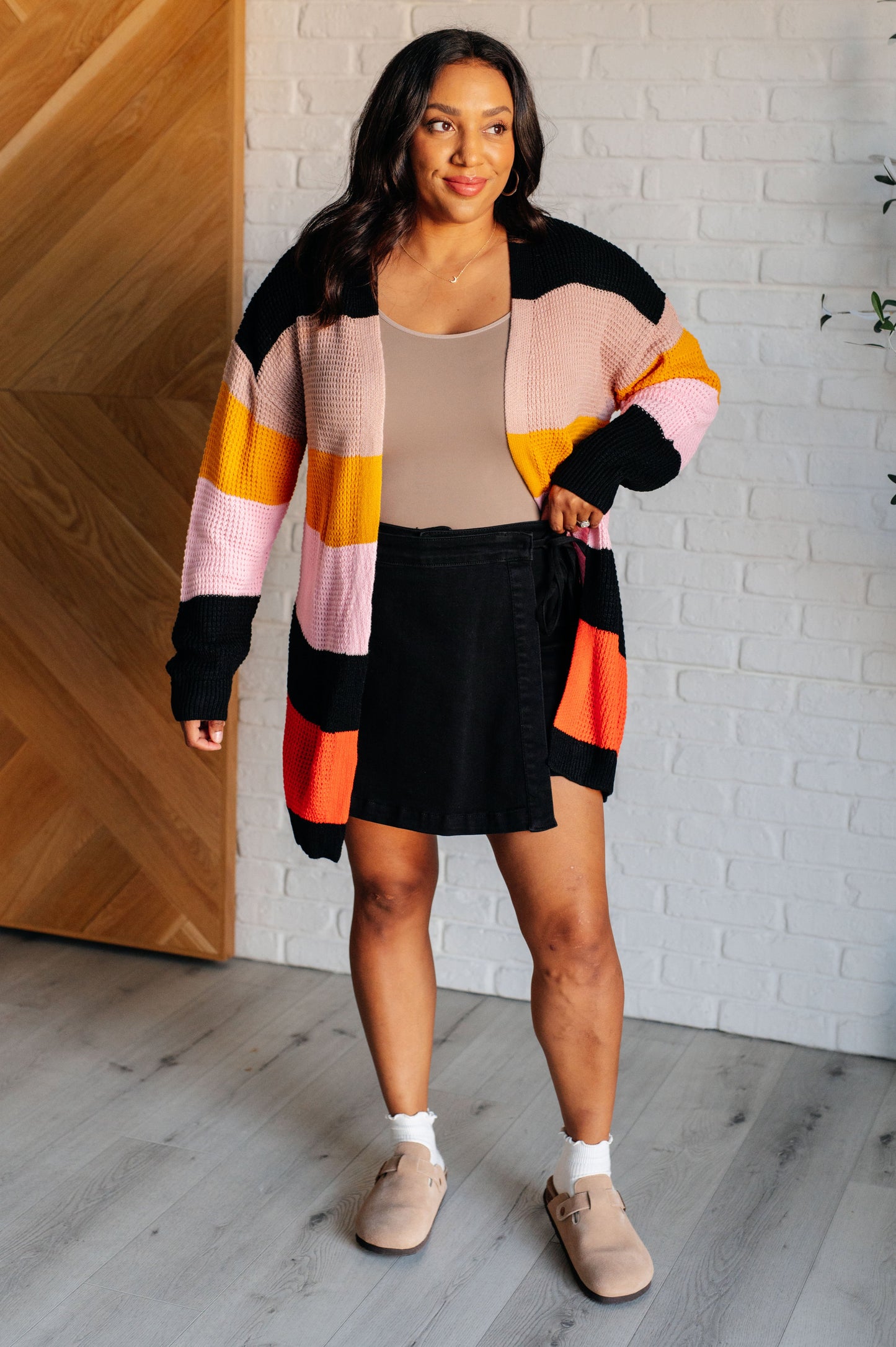 Not Quite Sure Striped Open Front Cardigan - Southern Divas Boutique