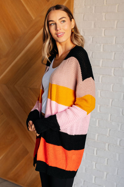 Not Quite Sure Striped Open Front Cardigan - Southern Divas Boutique