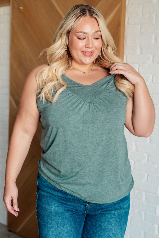 Not So Anxious V-Neck Tank in Mist - Southern Divas Boutique