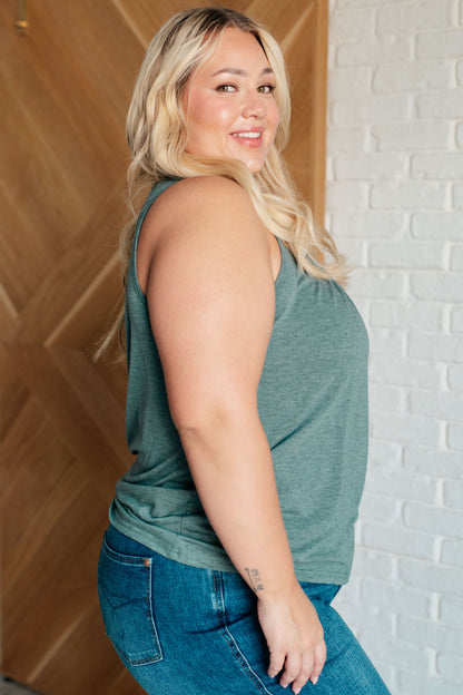 Not So Anxious V-Neck Tank in Mist - Southern Divas Boutique