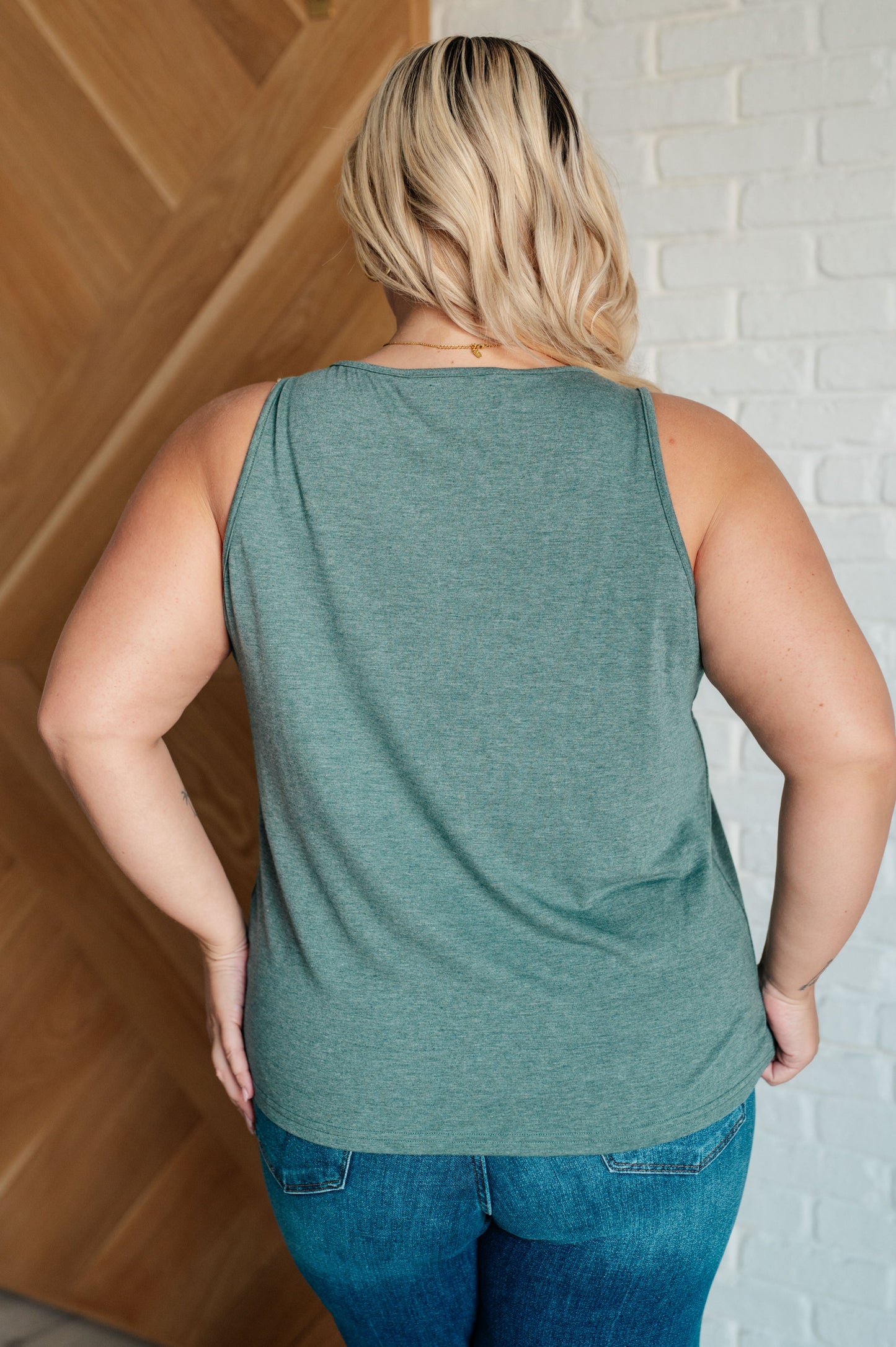 Not So Anxious V-Neck Tank in Mist - Southern Divas Boutique