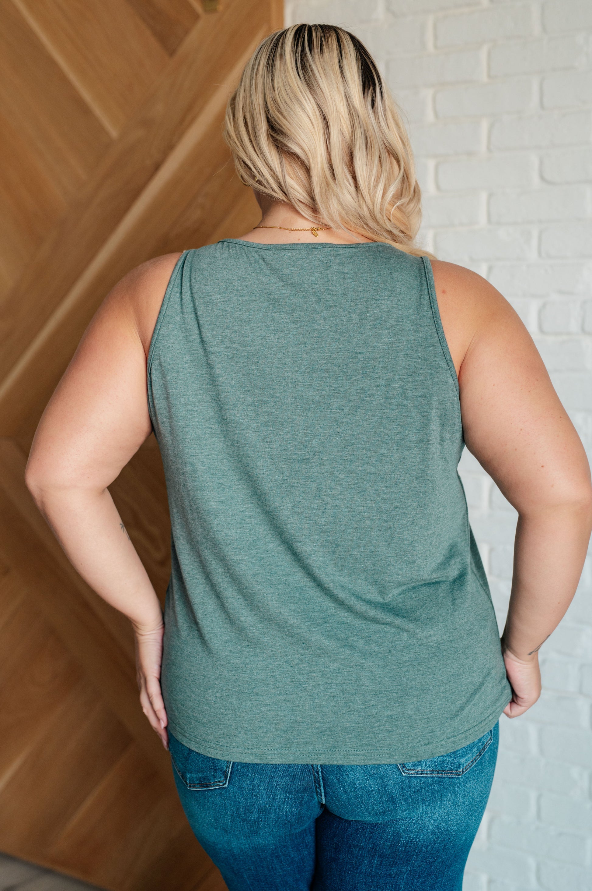 Not So Anxious V-Neck Tank in Mist - Southern Divas Boutique