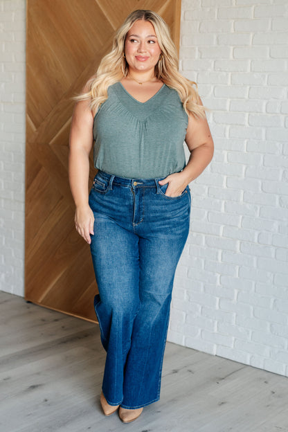 Not So Anxious V-Neck Tank in Mist - Southern Divas Boutique