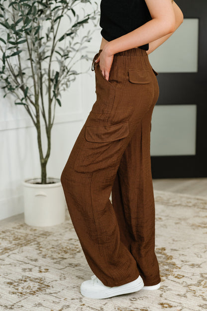 Off Duty Straight Leg Cargo Pants in Brown - Southern Divas Boutique