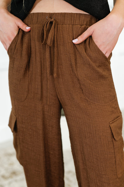Off Duty Straight Leg Cargo Pants in Brown - Southern Divas Boutique