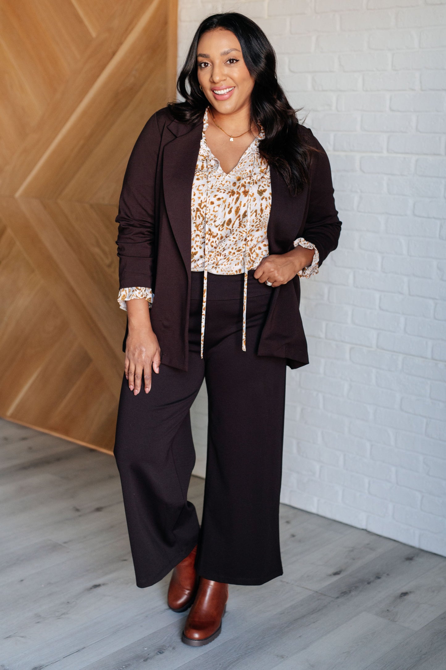 Office Safari Keyhole Tie Detail Blouse - Southern Divas Boutique