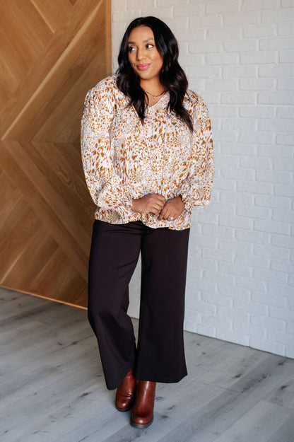 Office Safari Keyhole Tie Detail Blouse - Southern Divas Boutique