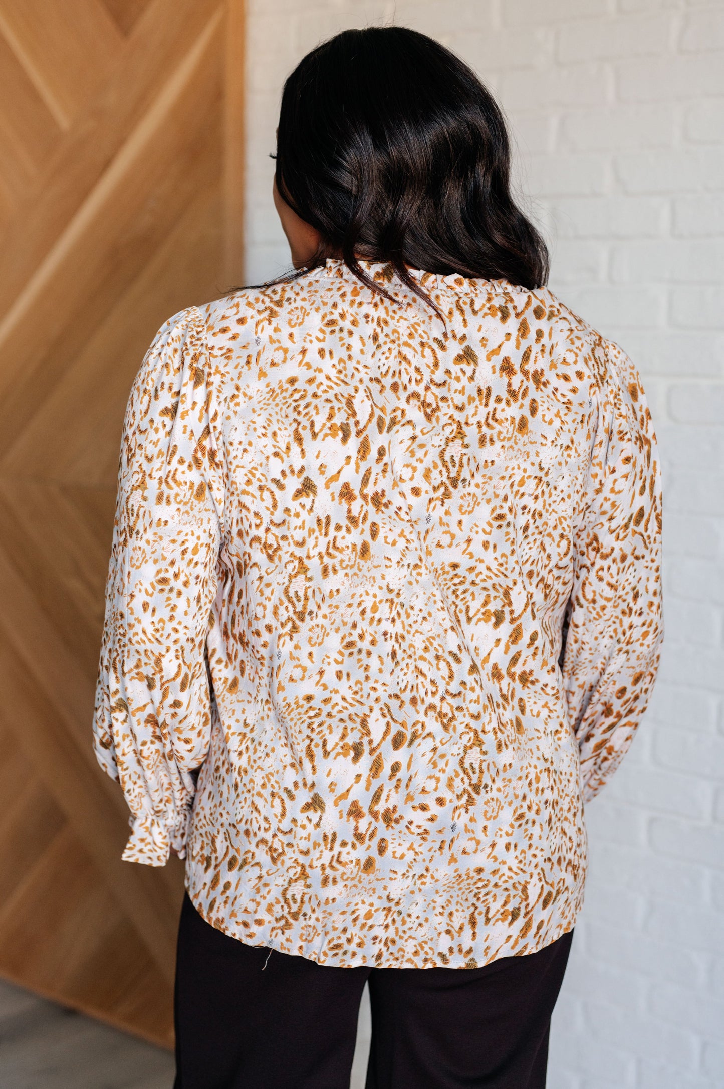 Office Safari Keyhole Tie Detail Blouse - Southern Divas Boutique