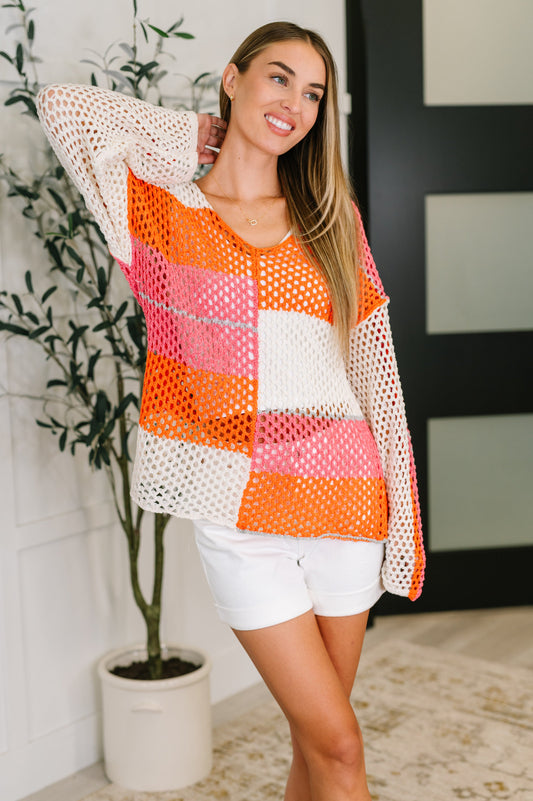 Off the Grid Net Color Block Layering Top - Southern Divas Boutique