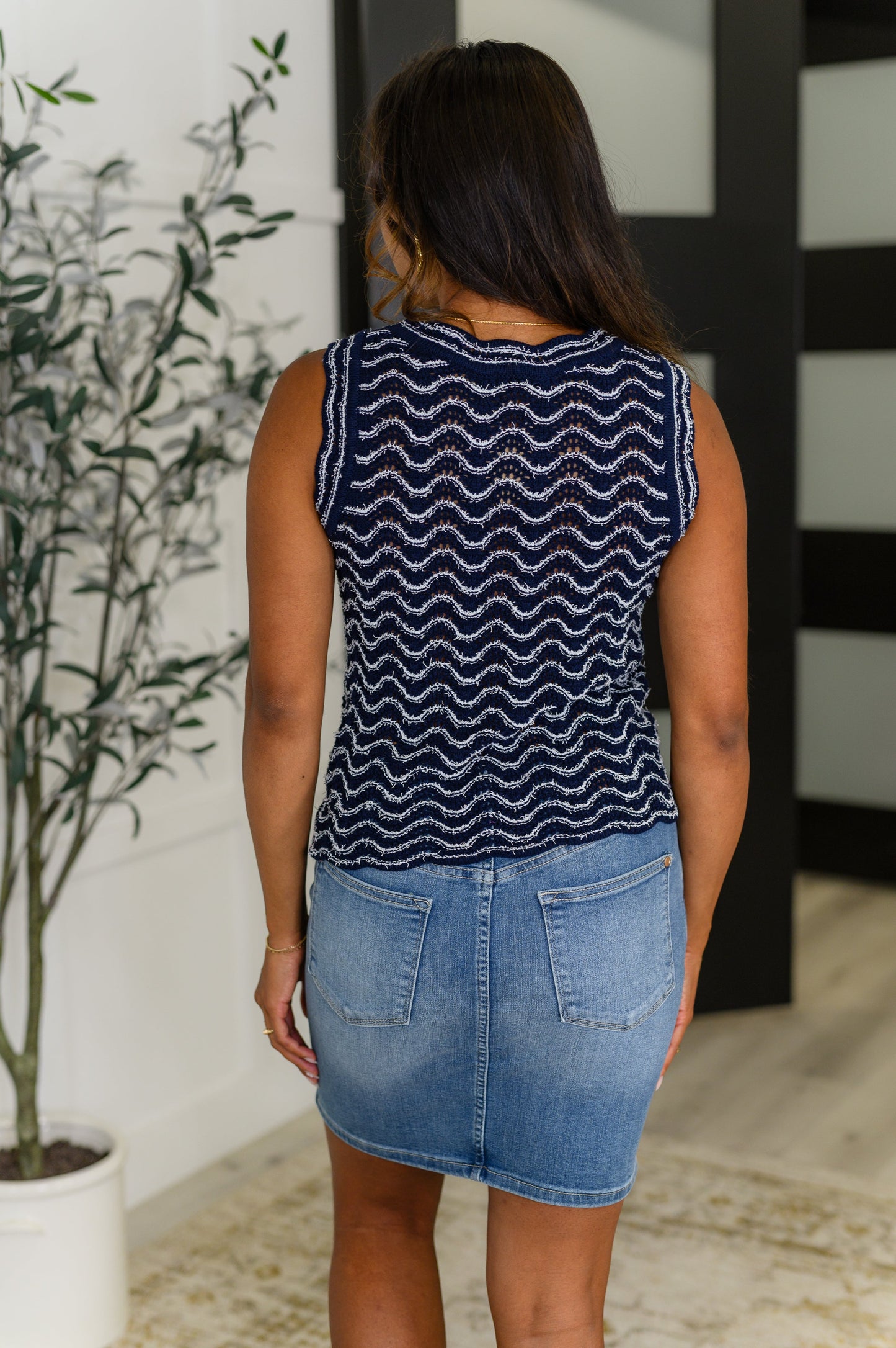 Own the Chill Wavy Striped Top in Navy - Southern Divas Boutique