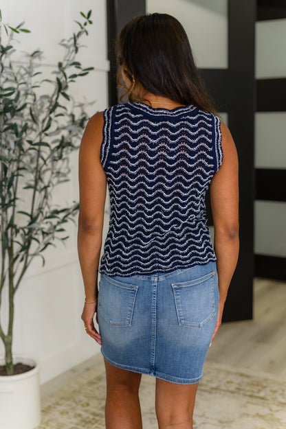 Own the Chill Wavy Striped Top in Navy - Southern Divas Boutique