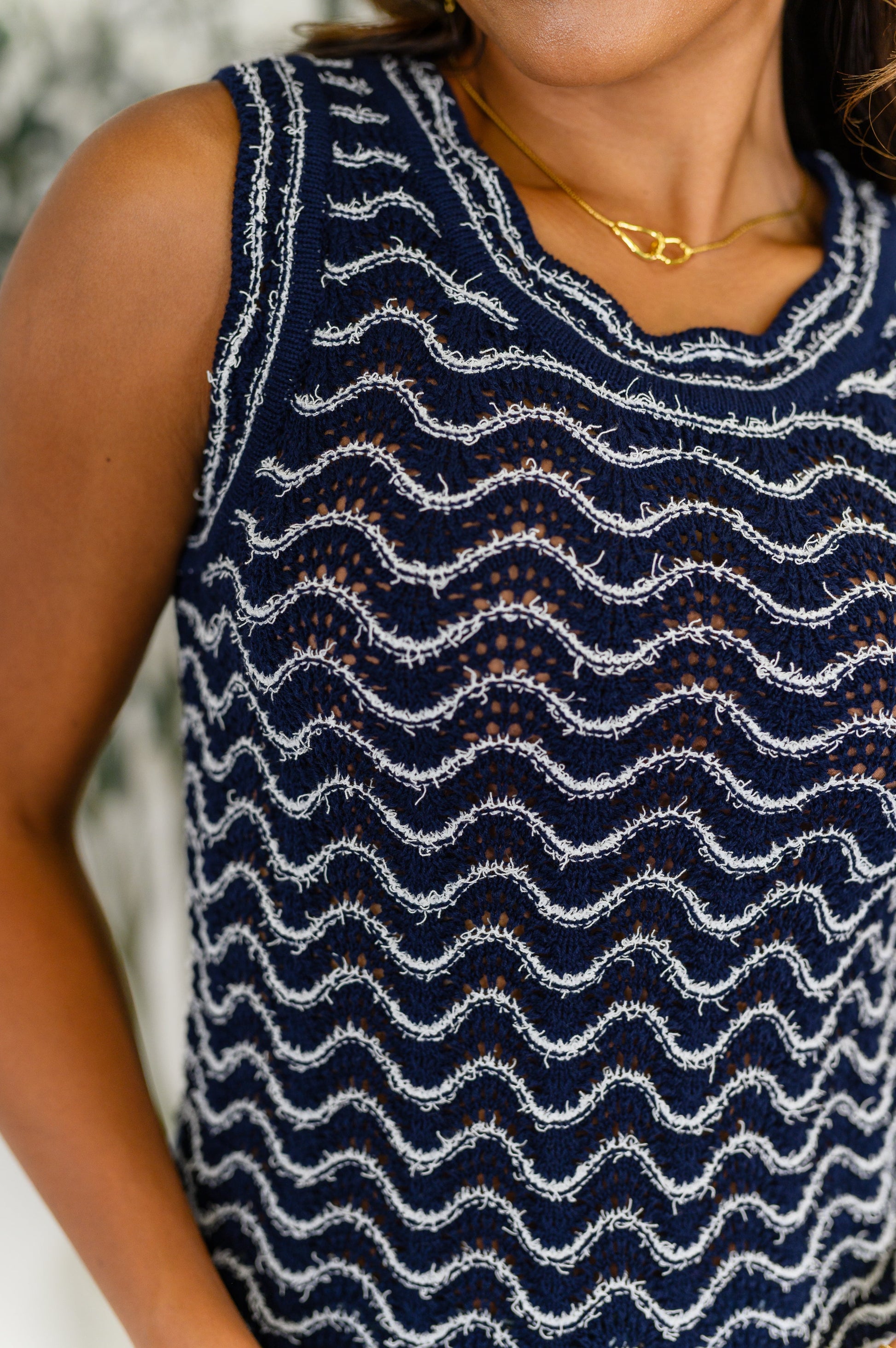 Own the Chill Wavy Striped Top in Navy - Southern Divas Boutique