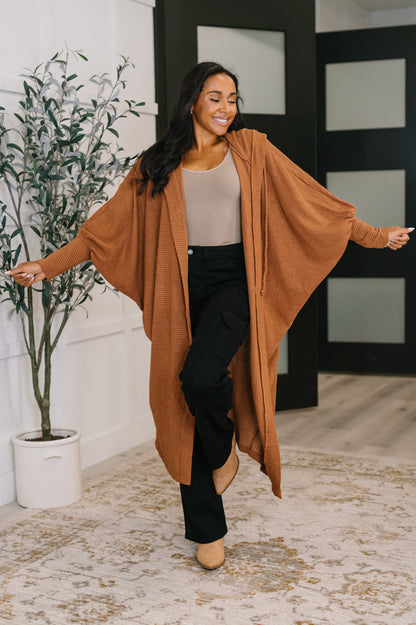 Pamper Travel Hooded Cardigan in Chestnut - Southern Divas Boutique