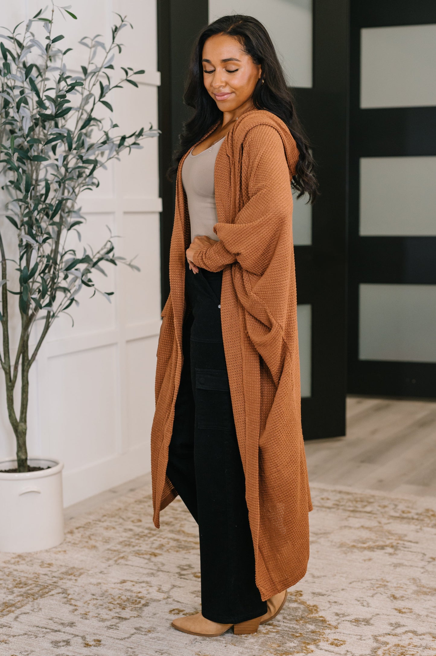 Pamper Travel Hooded Cardigan in Chestnut - Southern Divas Boutique