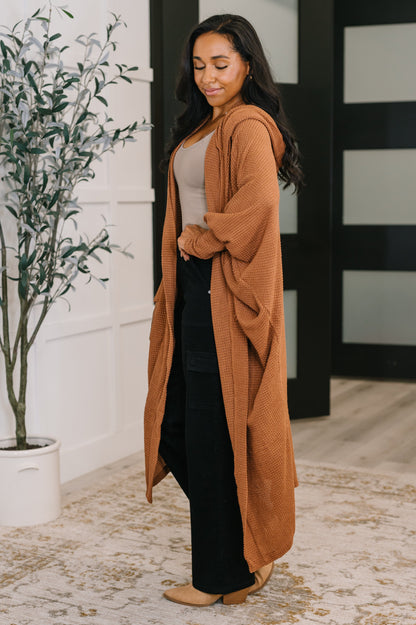 Pamper Travel Hooded Cardigan in Chestnut - Southern Divas Boutique