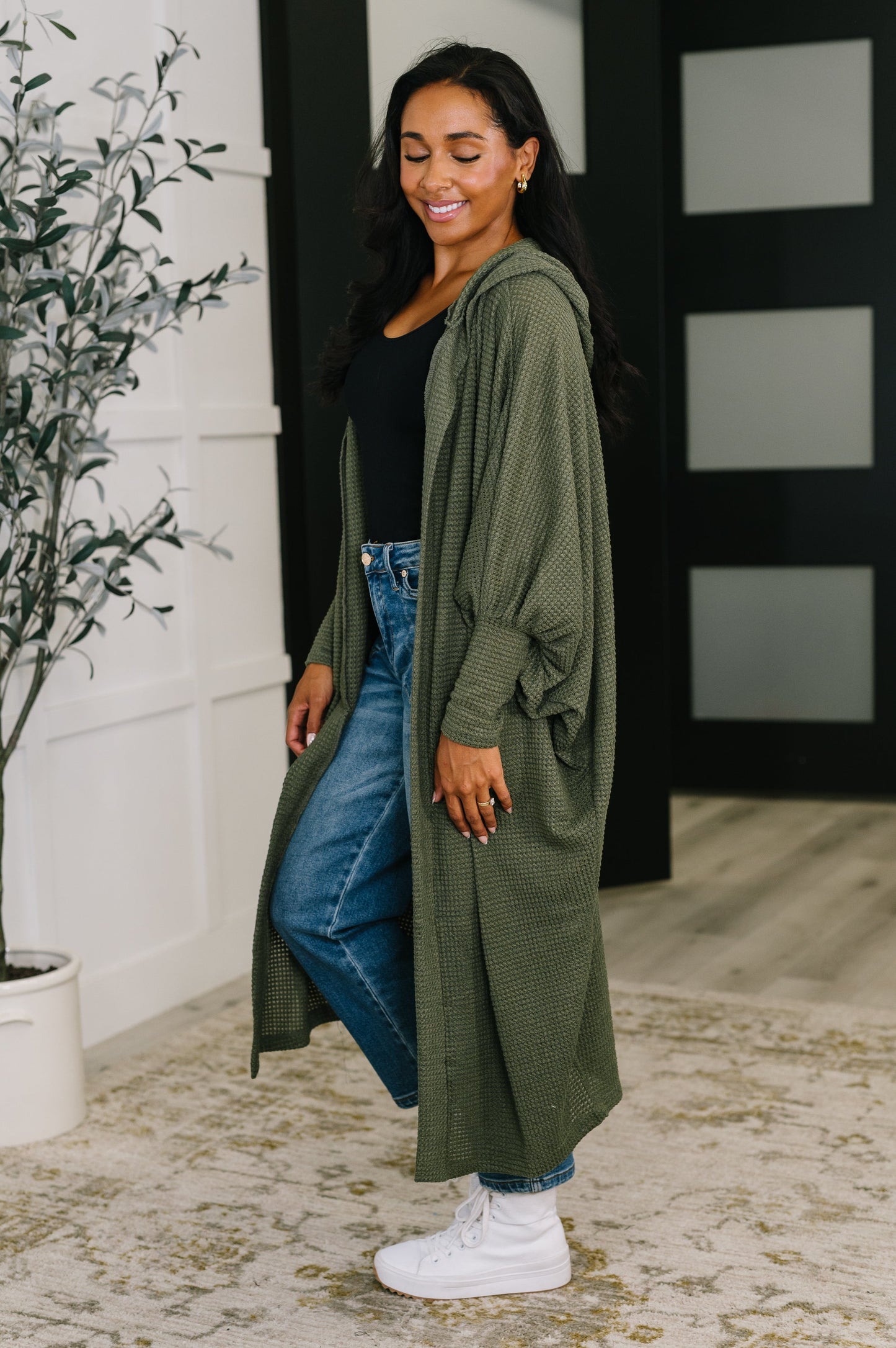 Pamper Travel Hooded Cardigan in Olive - Southern Divas Boutique