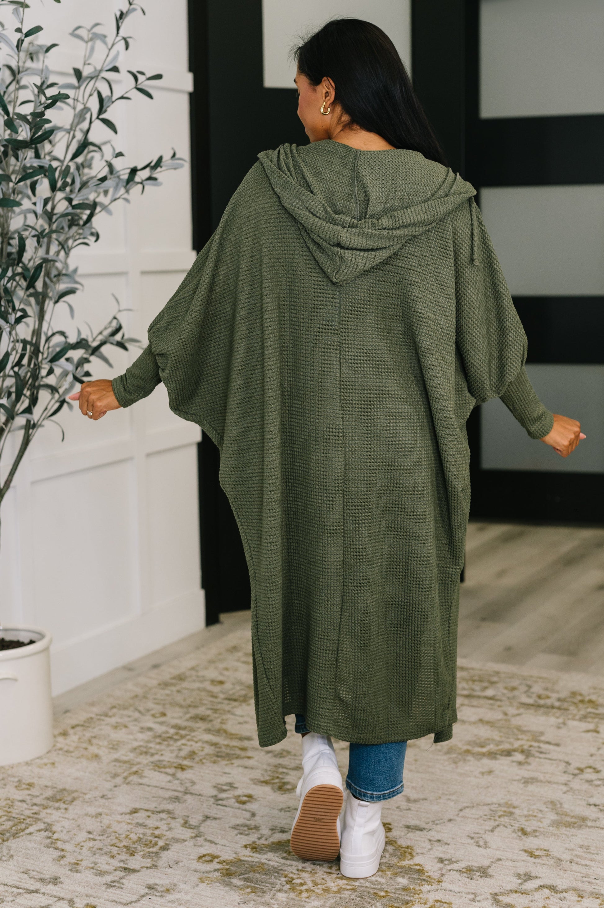 Pamper Travel Hooded Cardigan in Olive - Southern Divas Boutique