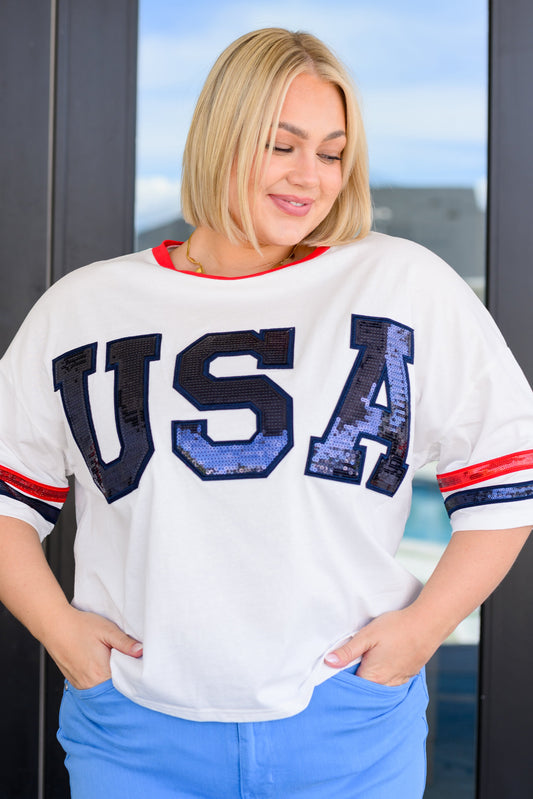 Party In The USA Drop Shoulder Top - Southern Divas Boutique