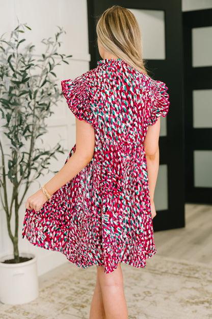 Pattern Pending Bow Detail Dress in Fuchsia and Black - Southern Divas Boutique