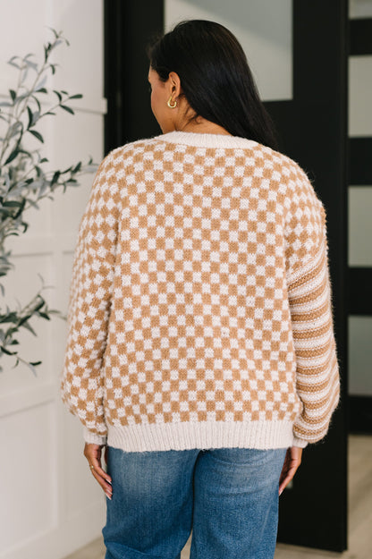 Pattern Play Oversized Pullover in Taupe - Southern Divas Boutique