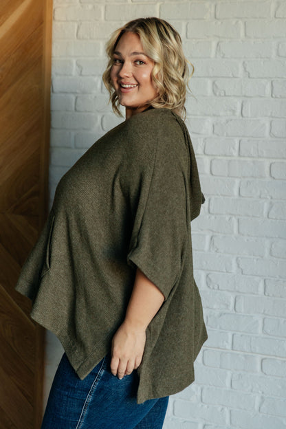 Perfectly Poised Hooded Poncho in Olive - Southern Divas Boutique