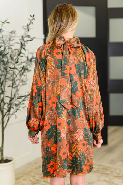 Petals After Dark Balloon Sleeve Dress - Southern Divas Boutique