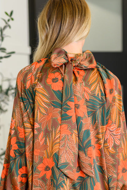 Petals After Dark Balloon Sleeve Dress - Southern Divas Boutique