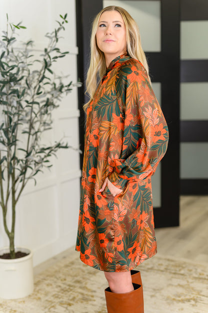 Petals After Dark Balloon Sleeve Dress - Southern Divas Boutique