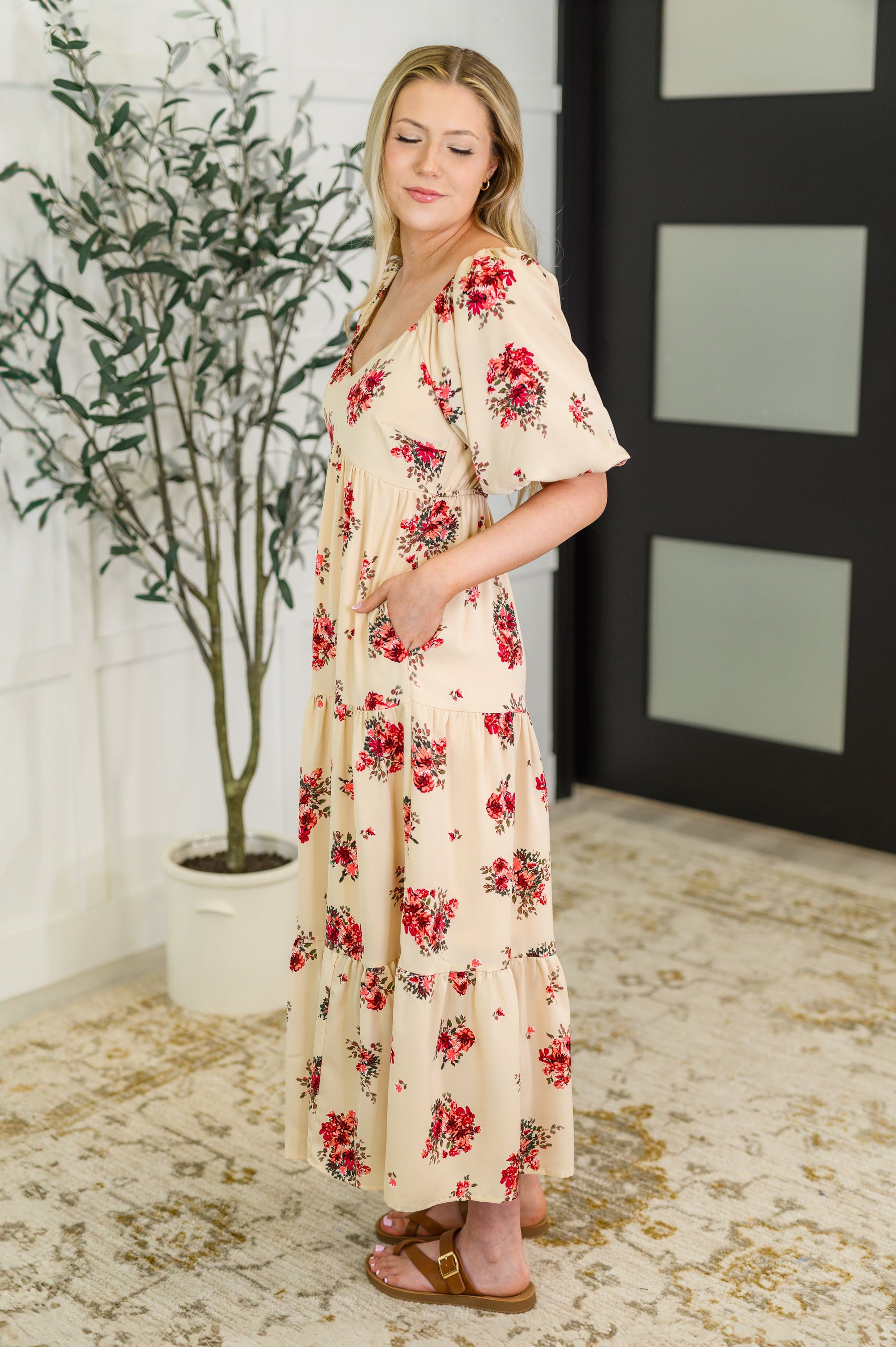 Petals & Postcards Balloon Sleeve Dress - Southern Divas Boutique