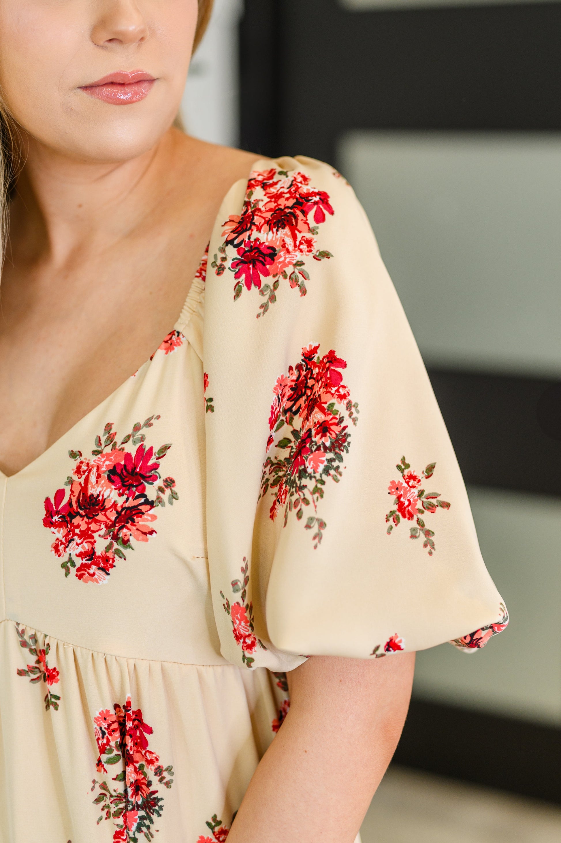 Petals & Postcards Balloon Sleeve Dress - Southern Divas Boutique