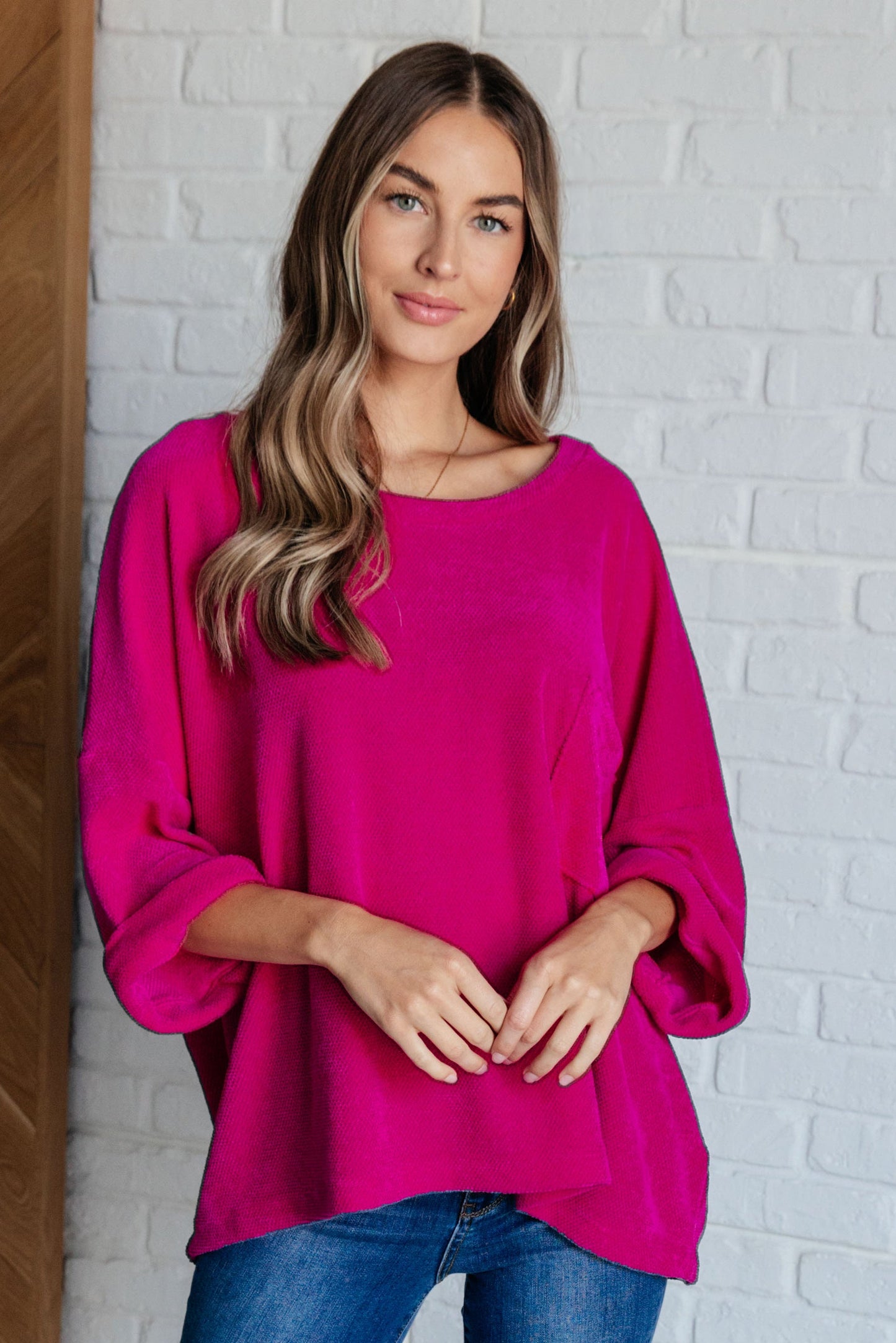 Pink Thoughts Chenille Blouse - Southern Divas Boutique