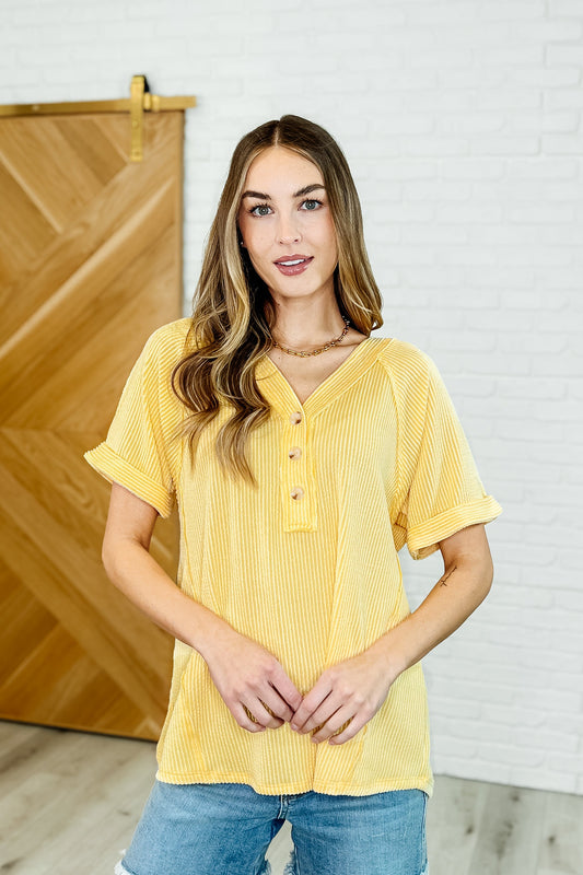 Plain and Sassy V-Neck Tee in Lemonade - Southern Divas Boutique