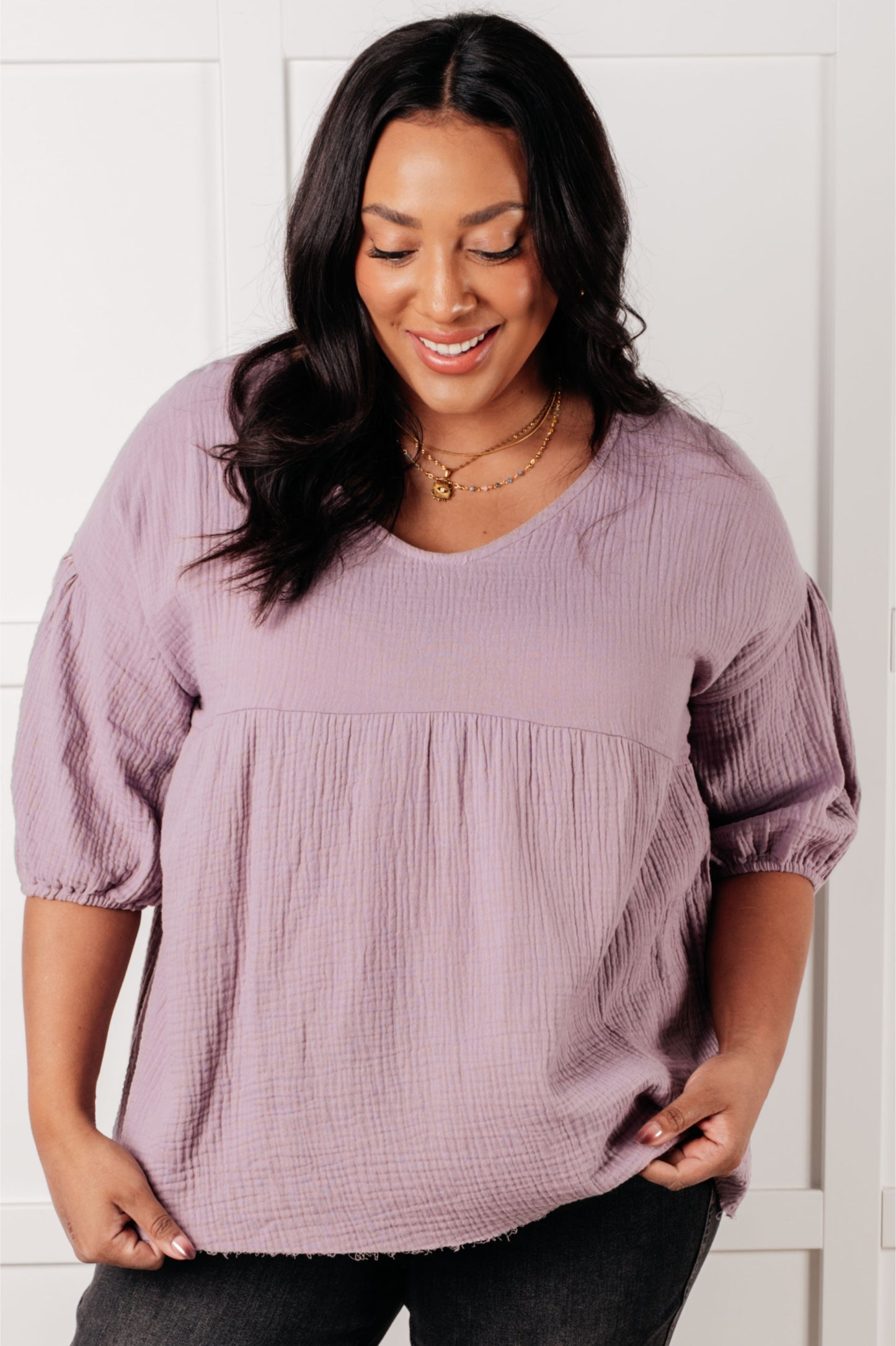 Pleasantly Perfect Bubble Sleeve Peasant Blouse - Southern Divas Boutique