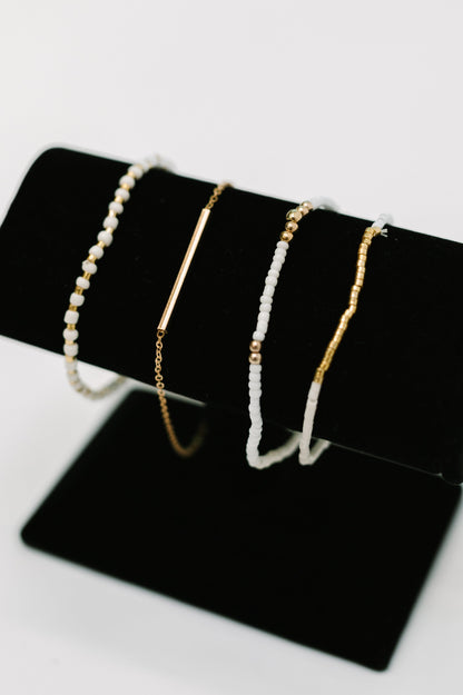 Poised & Polished Bracelet Set in White and Gold - Southern Divas Boutique