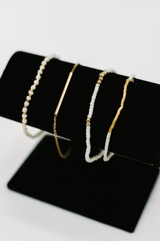 Poised & Polished Bracelet Set in White and Gold - Southern Divas Boutique