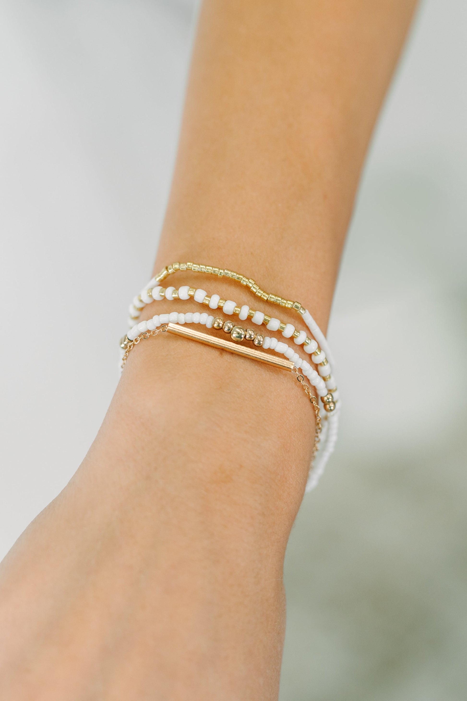Poised & Polished Bracelet Set in White and Gold - Southern Divas Boutique