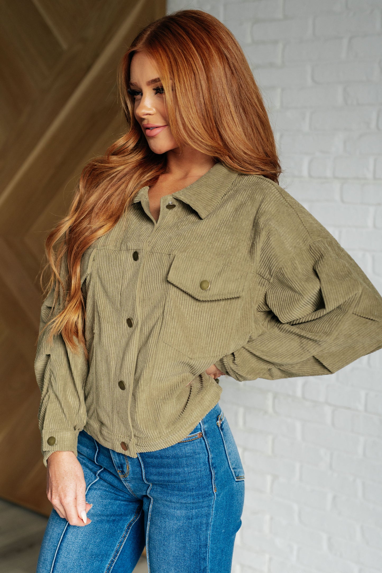 Primrose Corduroy Jacket in Olive - Southern Divas Boutique