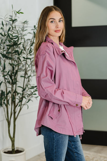 Puddle Jumper Full Front Zip Up Jacket in Mauve - Southern Divas Boutique