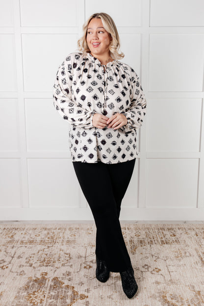 Quick Follow Up Floral Tile Blouse - Southern Divas Boutique