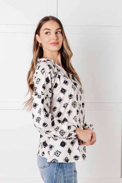 Quick Follow Up Floral Tile Blouse - Southern Divas Boutique