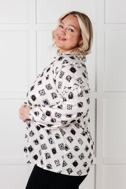 Quick Follow Up Floral Tile Blouse - Southern Divas Boutique