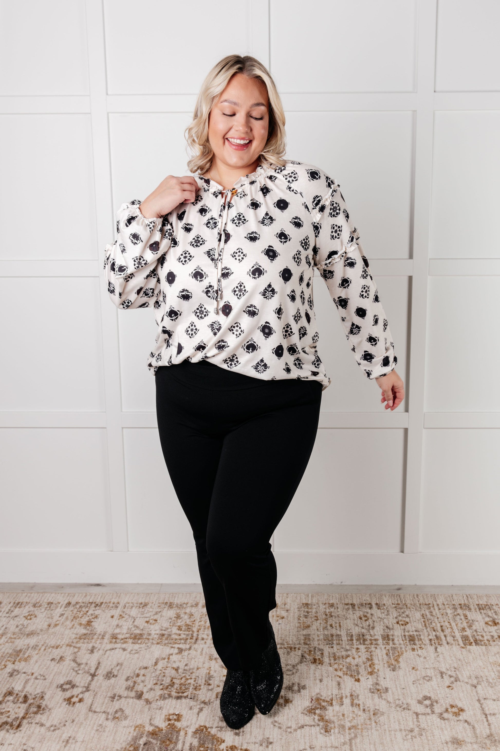 Quick Follow Up Floral Tile Blouse - Southern Divas Boutique