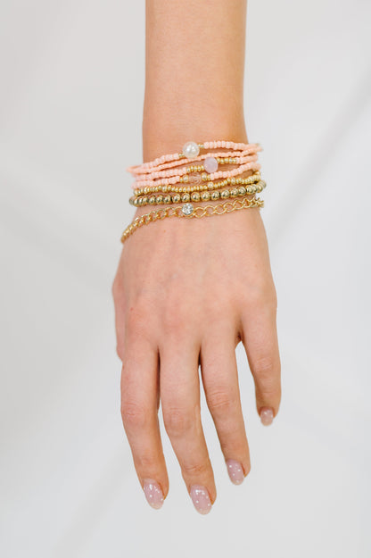 Rose & Radiance Bracelet Set in Pink and Gold - Southern Divas Boutique