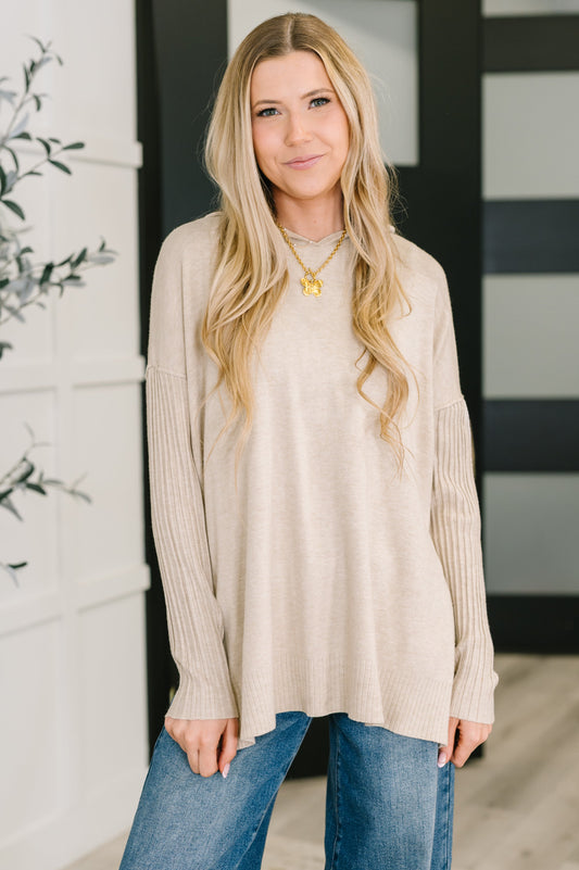 Running Late Hooded Long Sleeve in Beige - Southern Divas Boutique