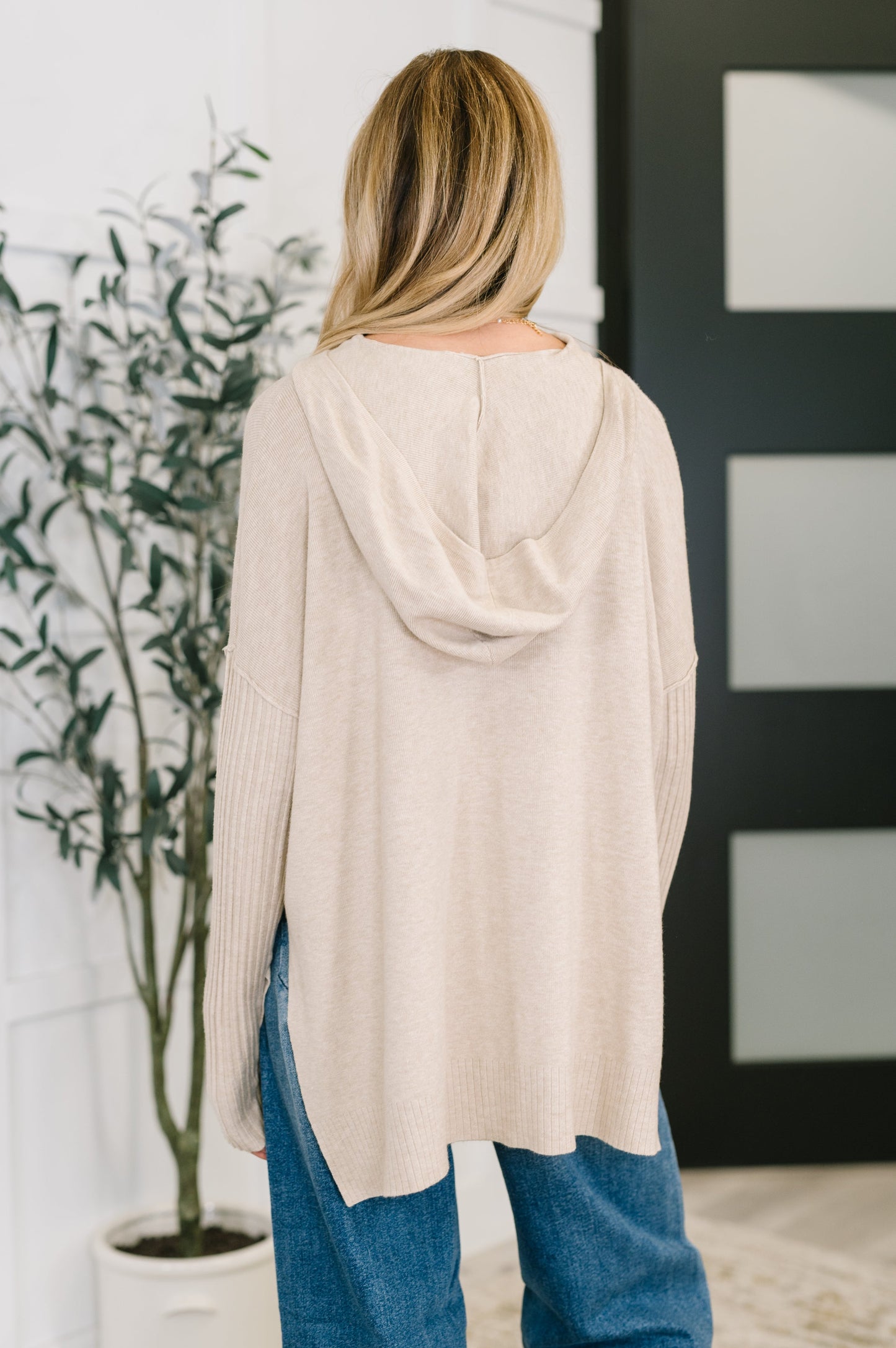 Running Late Hooded Long Sleeve in Beige - Southern Divas Boutique