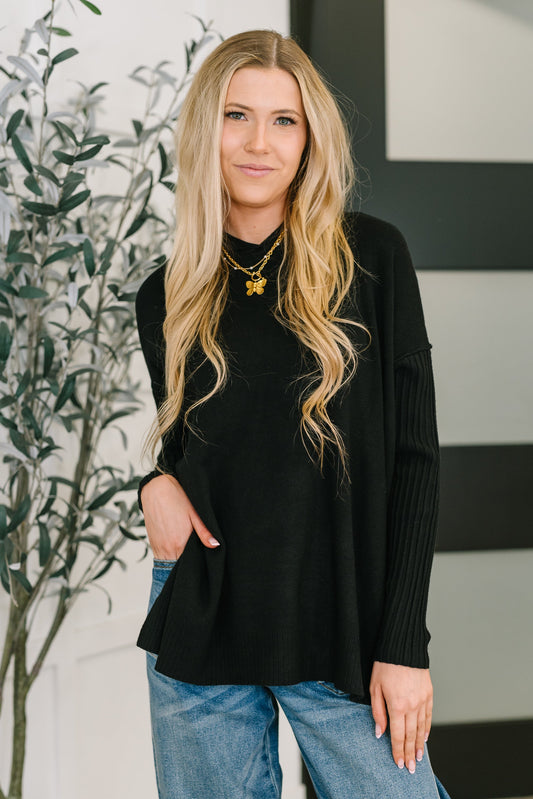 Running Late Hooded Long Sleeve in Black - Southern Divas Boutique