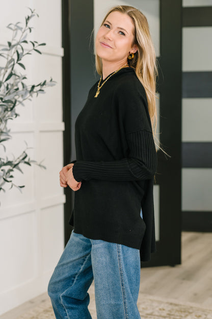 Running Late Hooded Long Sleeve in Black - Southern Divas Boutique