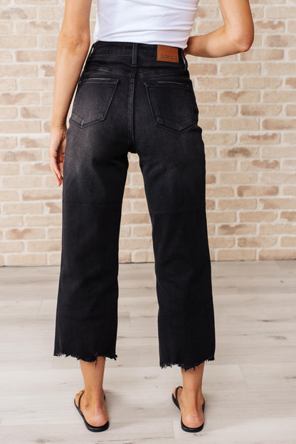 Ryan High Rise Button Fly Wide Leg Crop Jeans - Southern Divas Boutique
